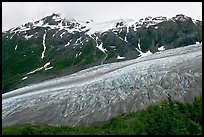 Exit glacier flowing down mountainside. Kenai Fjords National Park, Alaska, USA.