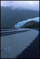 Exit Glacier and stream on glacial plain. Kenai Fjords National Park, Alaska, USA.