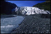 Exit Glacier and glacial stream from the plain. Kenai Fjords  National Park, Alaska, USA.