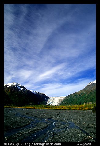 Sky, Resurrection River and Exit Glacier, morning. Kenai Fjords National Park (color)