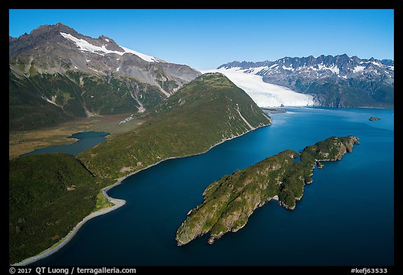 Aerial View of Slate Island and Aialik Bay. Kenai Fjords National Park (color)