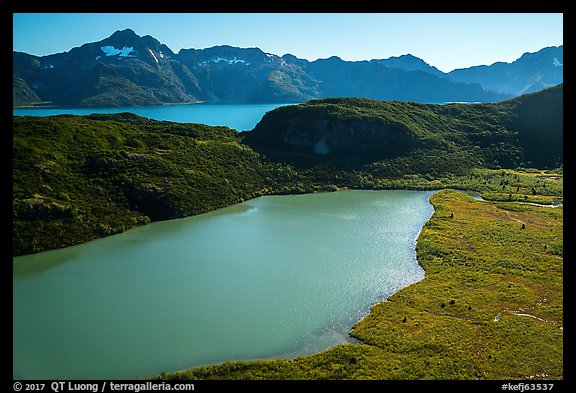 Aerial View of Pedersen Lagoon and Aialik Bay. Kenai Fjords National Park (color)