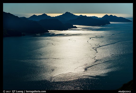 Aerial View of backlit Aialik Bay. Kenai Fjords National Park (color)