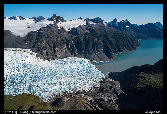 Aerial View of Holgate Glacier flowing into Holgate Arm. Kenai Fjords National Park (color)