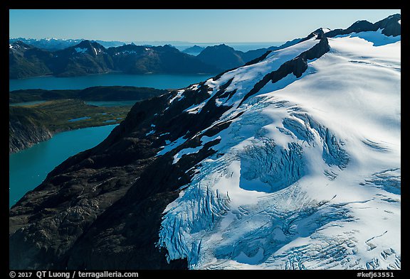 Aerial View of Harding Icefield above Aialik Bay. Kenai Fjords National Park (color)