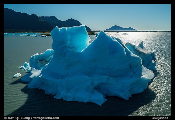 Aerial View of iceberg in Bear Glacier Lagoon. Kenai Fjords National Park (color)