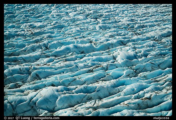 Aerial View of crevasses on Bear Glacier. Kenai Fjords National Park (color)