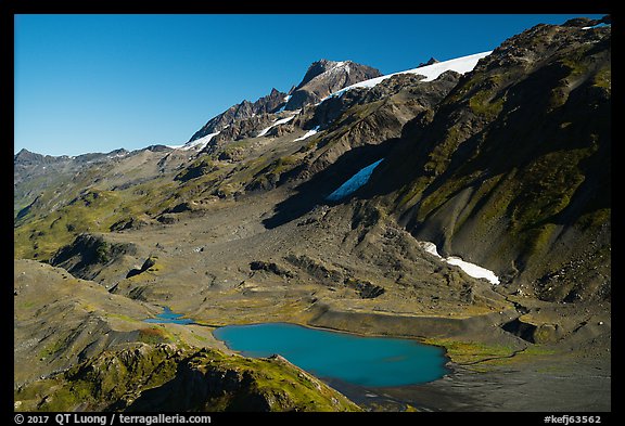 Aerial View of lake in valley. Kenai Fjords National Park (color)