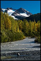 Stream and Phoenix Peak, Exit Glacier outwash plain. Kenai Fjords National Park ( color)