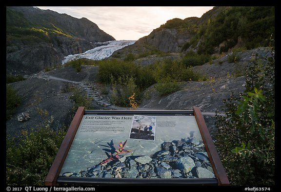 Exit Glacier was here interpretive sign. Kenai Fjords National Park (color)