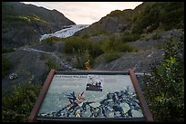 Exit Glacier was here interpretive sign. Kenai Fjords National Park, Alaska, USA.