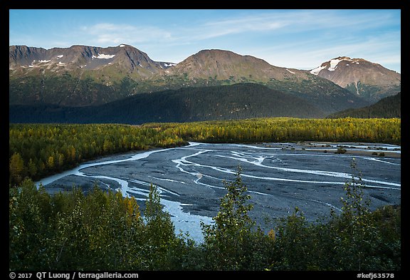 Exit Glacier outwash plain from above. Kenai Fjords National Park (color)