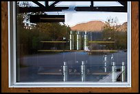 Exit Glacier Nature Center window reflexion. Kenai Fjords National Park ( color)