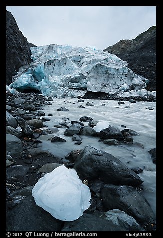 Iceberg, stream, Exit Glacier front, 2016. Kenai Fjords National Park (color)