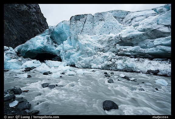 Wall of ice above glacial stream, Exit Glacier, 2016. Kenai Fjords National Park (color)