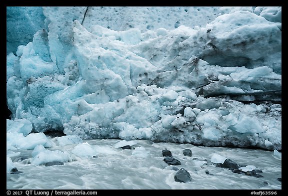 Stream and ice wall, Exit Glacier. Kenai Fjords National Park (color)