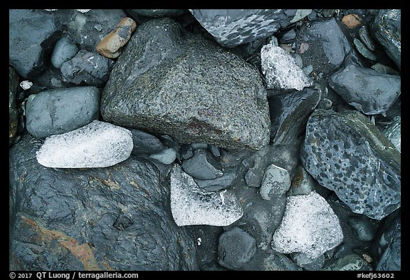 Close-up of rocks and icebergs near Exit Glacier. Kenai Fjords National Park (color)