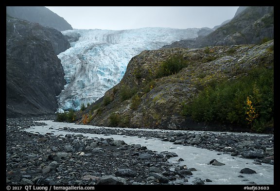 Exit Glacier viewed from glacial outwash plain. Kenai Fjords National Park (color)