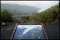 Overflowing Ice interpretive sign. Kenai Fjords National Park, Alaska, USA.