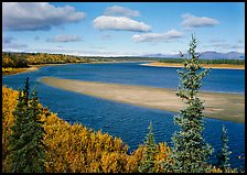 Sand bar and bend of the Kobuk River, mid-morning. Kobuk Valley National Park, Alaska, USA. (color)