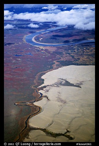 Aerial view of the Great Kobuk Sand Dunes. Kobuk Valley National Park, Alaska, USA.