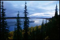 Bend of Kobuk River, dusk. Kobuk Valley National Park, Alaska, USA. (color)