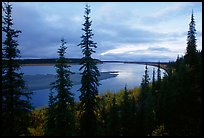 Bend of Kobuk River, dusk. Kobuk Valley National Park, Alaska, USA.