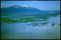 Aerial view of estuary and snowy peak. Lake Clark National Park ( color)