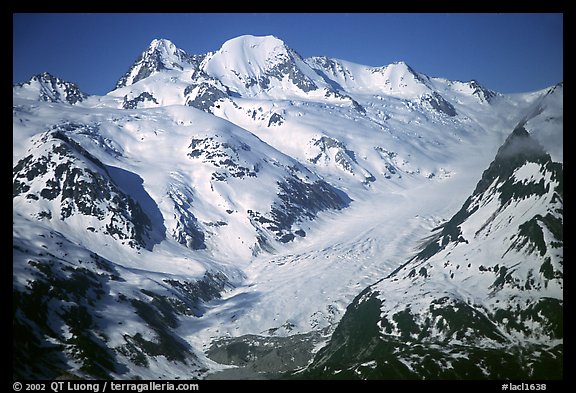 Aerial view of snowy mountains near Lake Clark Pass. Lake Clark National Park (color)