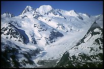 Aerial view of snowy mountains near Lake Clark Pass. Lake Clark National Park, Alaska, USA.