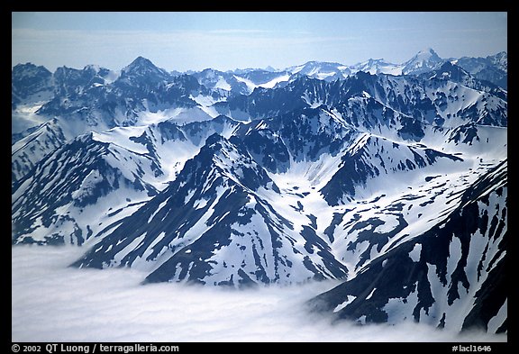 Aerial view of Chigmit Mountains. Lake Clark National Park, Alaska, USA.
