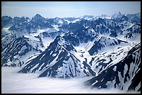 Aerial view of Chigmit Mountains. Lake Clark National Park, Alaska, USA. (color)