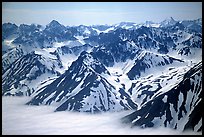 Aerial view of Chigmit Mountains. Lake Clark National Park, Alaska, USA.