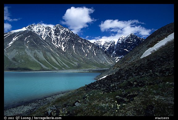 Turquoise waters of Turquoise Lake and Telaquana Mountain. Lake Clark National Park (color)