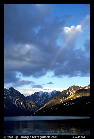 Rainbow and Telaquana Mountains above Turquoise Lake, sunset. Lake Clark National Park (color)