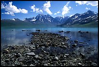 Telaquana Mountains above Turquoise Lake, from the middle of the lake. Lake Clark National Park, Alaska, USA. (color)