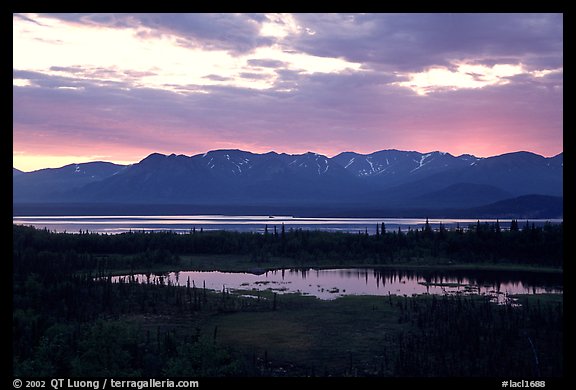 Lake Clark from the base of Tanalian mountain, sunset. Lake Clark National Park (color)
