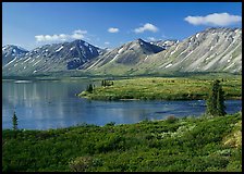 Twin Lakes mouth, morning. Lake Clark National Park ( color)