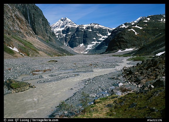 Waterfall in Valley II below the Telaquana Mountains. Lake Clark National Park (color)