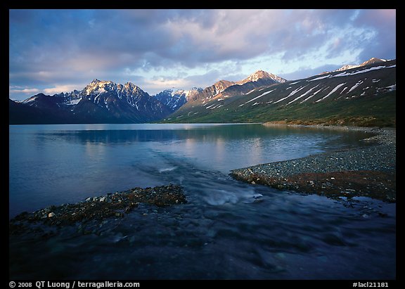 Telaquana Mountains above Turquoise Lake, sunset. Lake Clark National Park, Alaska, USA.