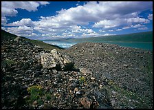 Boulder field and Turquoise Lake. Lake Clark National Park ( color)