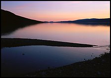Turquoise Lake, midnight sunset. Lake Clark National Park, Alaska, USA. (color)