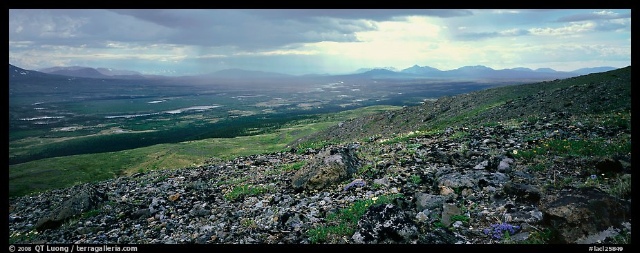 Summer tundra scenery with distant storm. Lake Clark National Park (color)