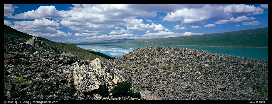 Rocky hills and lake. Lake Clark National Park (color)