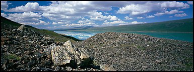 Rocky hills and lake. Lake Clark National Park (Panoramic color)