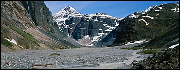 Valley, distant waterfall, and mountains. Lake Clark National Park, Alaska, USA.