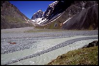 Wide stream at the junction of valleys below the Telaquana Mountains. Lake Clark National Park, Alaska, USA.