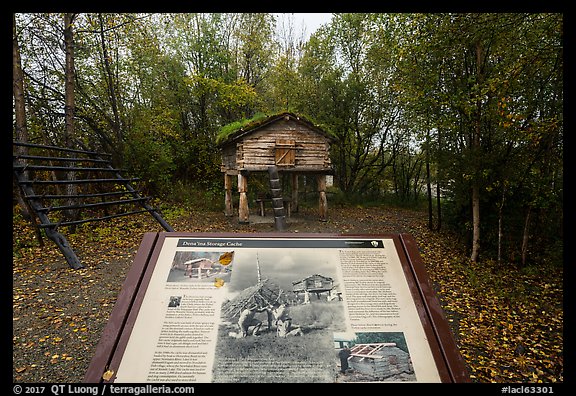 Denaina Storage Cache interpretive sign. Lake Clark National Park (color)