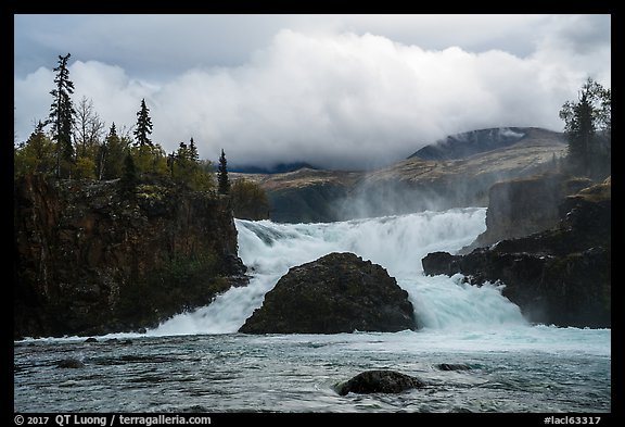 Tanalian Falls and cloud. Lake Clark National Park (color)