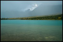 Turquoise waters and rain, Kontrashibuna Lake. Lake Clark National Park ( color)